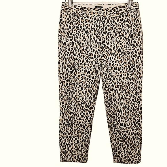 J.Crew Factory Women's Cropped City Fit Pants 2 Leopard‎ Animal Print - Picture 1 of 7